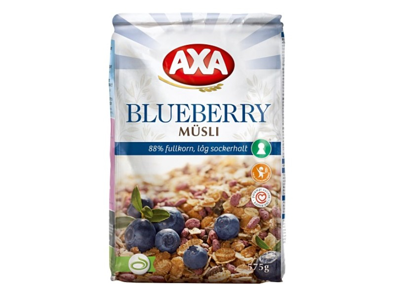 AXA Blueberry Müsli 575g, Ein mit dem Schlüsselloch (gesunde Alternative) ausgezeichnetes Blaubeermüsli.