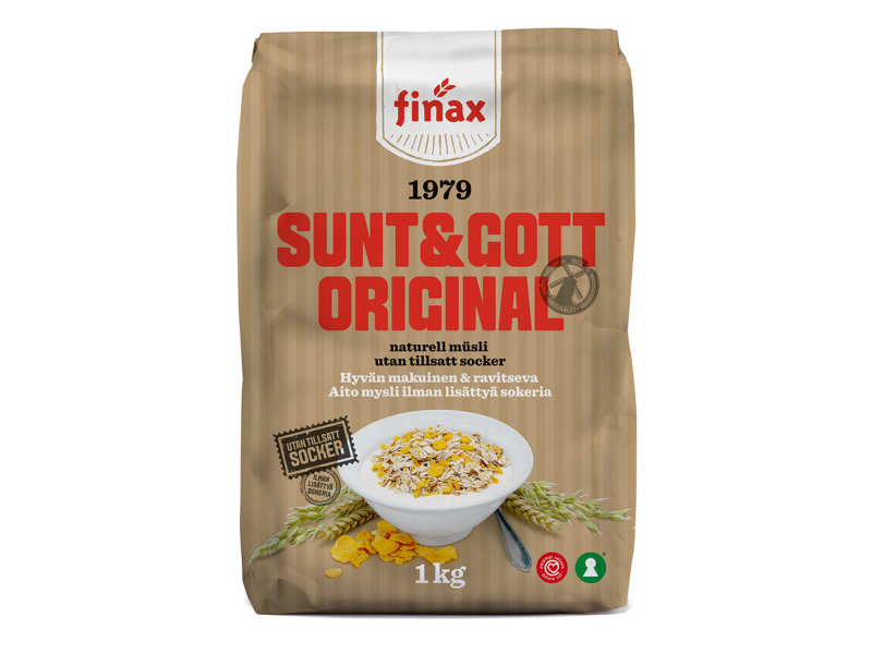 Finax Sunt & Gott Origin 1000g, Das schwedische Originalmüslin hat seit über 30 Jahren seinen Platz beim schwedischen Frühstück.