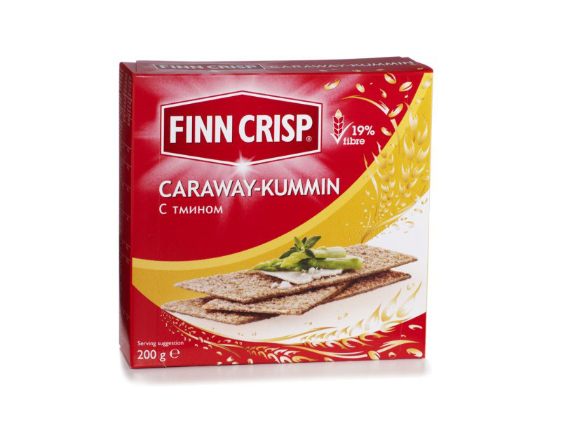 Finn Crisp Caraway 200g, FINN CRISP Caraway-Kummin ist eine leckere Variante zum Original Roggenbrot, aromatisiert mit Kummin.