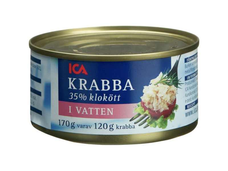 ICA Krabba 170g, Handgeschälte, Krabben sind eine gesunde Köstlichkeiten aus dem Meer.