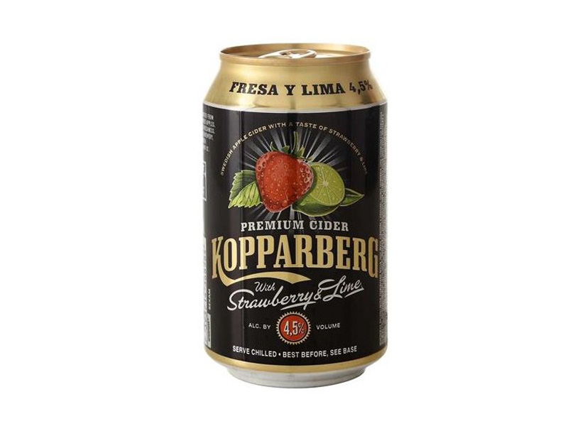 Kopparbergs Jordgubb-Lime Cider 12x330ml, schmeckt eisgekühlt am besten  erhältlich in 4er-Steige, der Dosenpfand ist im Preis mit drin.
