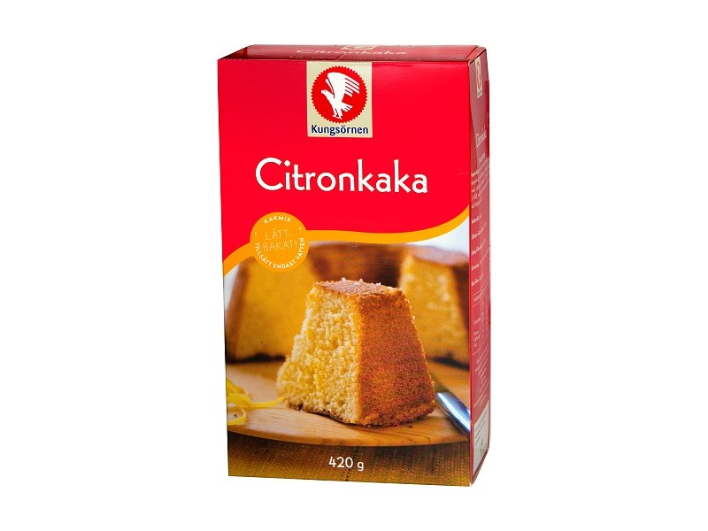 Kungsörnen Citronkaka 420g, Ein frischer, saftiger Zitronenkuchen, gebacken im Handumdrehen, nur Wasser hinzugefügt und backen.