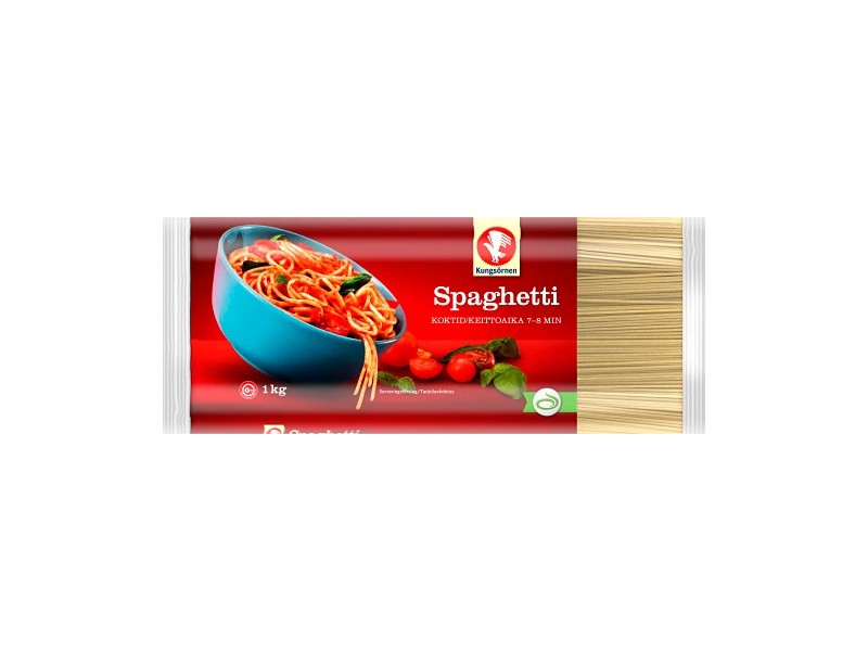 Kungsörnen Spaghetti 1000g, Bis heute gibt es viele Arten von Kungsörnen Nudeln, so z. B. Makkaroni, Spaghetti und schließlich auch Fusilli und Penne.