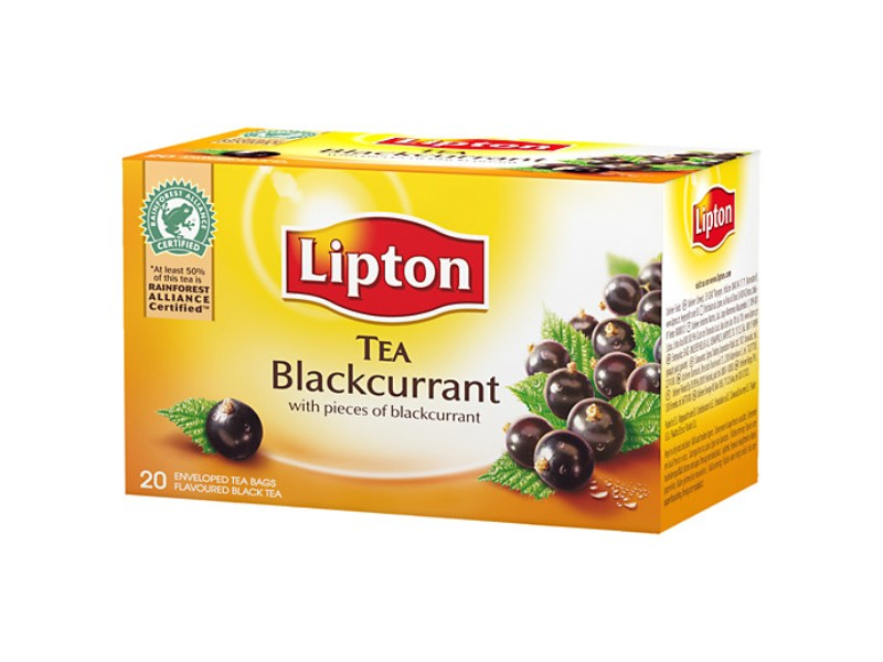 Lipton Blackcurrant 20-pack, 36g, Ein schwarzer Tee im Beutel und dem Aroma von schwarzen Johannisbeeren.