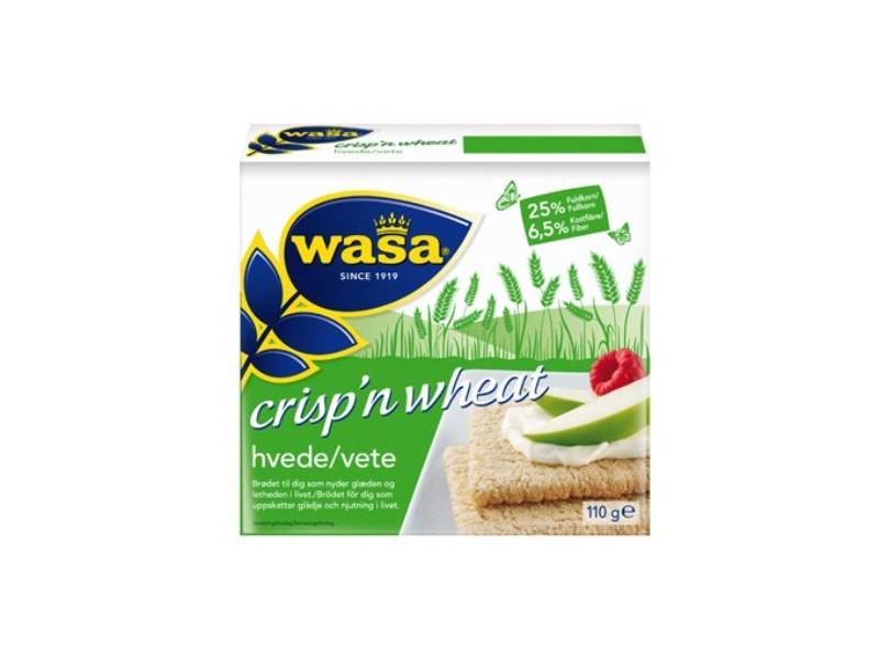 Wasa Crispn Wheat 110g, Crisp'n Wheat ist ein knuspriges, luftiges und mildes Brot, mit sorgfältig ausgewählten natürlichen Zutaten gebacken.
