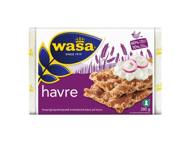 Wasa Havre, ca. 280g, Wasa Havre ist natürlich mit Vollkornmehl vom Hafer gebacken.