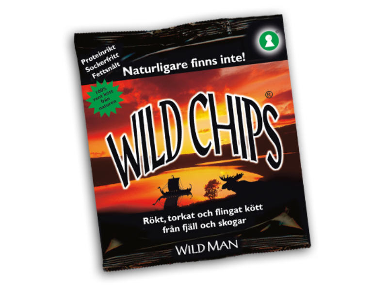 Wildman Wild Chips 40g, Ein leichter Snack aus geräuchertem, getrockneten Fleisch von Elch, Hirsch und Ren.