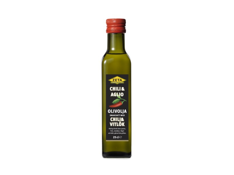 Zeta, Olivolja Chili & Vitlök 250ml, Olivenöl Chili & Knoblauch ist ein Kombination von einem hochwertigen Olivenöl und pfeffrigen Aromen von Chili und Knoblauch.