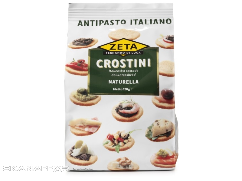 Zeta Crostini Naturella 120g, Kleine, dünne Scheiben geröstetes, italienisches Brot.