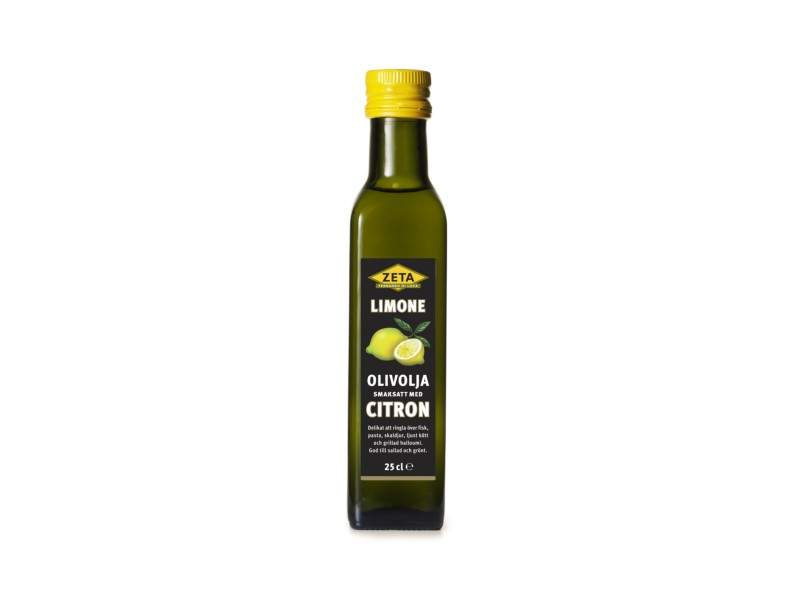 Zeta, Olivolja Citron 250ml, Ein Extra Virgin Olivenöl mit großer Frische und dem unverwechselbaren Aroma von Zitrusfrüchten.