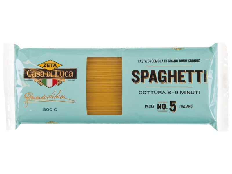 Zeta Casa Di Luca Spaghetti 800g, Spaghetti ist die weltweit bekannteste Pasta. Die Spaghetti hat ihren Ursprung in Süditalien.